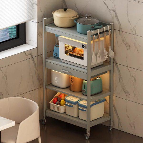 太空铝厨房微波炉置物架落地多层家用多功能烤箱电器收纳储物柜子,厨房/烹饪用具,微波炉置物架,淘宝优惠券,粉丝福利购,淘宝优惠卷