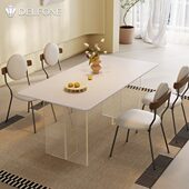德现代简约长方形饭桌亚克力岩板餐桌丰餐桌家用小户型网红利悬浮