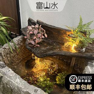 庭院花园石槽流水景观喷泉户外园林仿古做旧石臼养鱼仿真水缸摆件