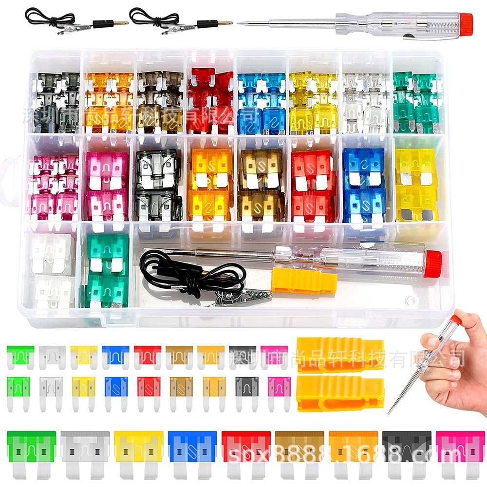 306PCS 中小号fuse mini迷你保险片组合套装试电笔车用保险丝盒装