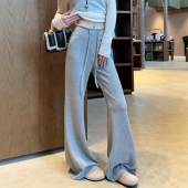 阔腿糯米裤 灰色lulu醋酸羊毛喇叭裤 女秋冬高腰垂感面膜瑜伽窄版 子