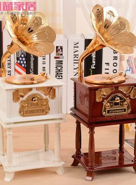 送女友情人节朋友小抽屉音乐盒复古留声机八音盒带 情侣礼物古典