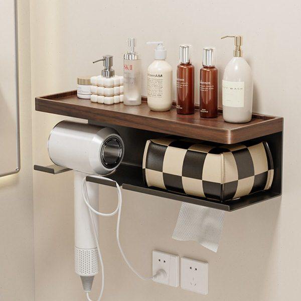 胡桃木吹风机挂架卫生间浴室洗漱台免打孔壁挂置物架擦手纸盒支架,家庭/个人清洁工具,吹风机置物架,淘宝优惠券,粉丝福利购,淘宝优惠卷