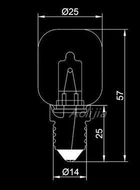 素耐高温螺口灯灯光暖黄50W烤炉灯泡 卤钨烤箱0卤灯泡E1425灯度