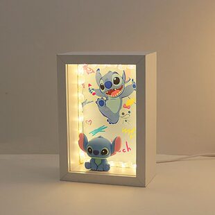 史迪仔相框摆台闺蜜节实用女生情人节朋友圣诞卡通生日礼物小夜灯