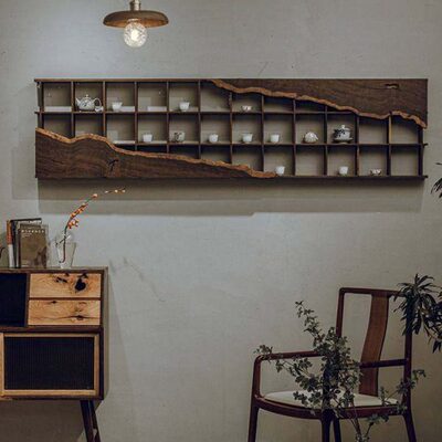 实木空多宝阁中式高架架壁挂式玖侘寂格山置物古董博古架茶杯架