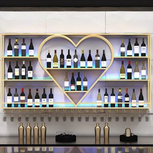 吧台壁挂酒柜简约悬挂式酒架置物架餐厅铁艺红酒架酒吧挂墙展示架