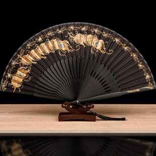 扇子女送骨孔雀中国风折叠丝绸竹折扇女扇舞蹈扇学生式复古风翎