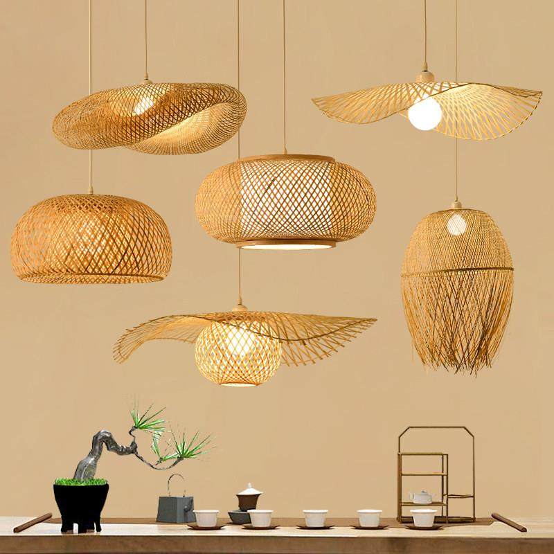 竹编灯笼东南亚风格竹艺吊灯日式田园卧室客厅饭厅民宿茶室饭店灯