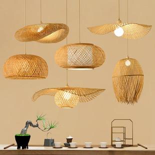 竹编灯笼东南亚风格 田园卧室客厅饭厅民宿茶室饭店灯 竹艺吊灯日式