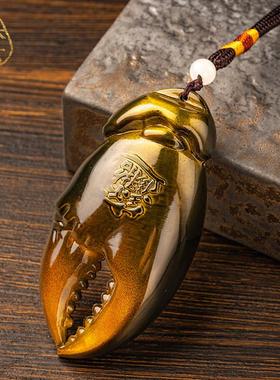 招财进宝手把件蟹钳螃蟹发横财纯铜手中有钱把玩手件随身男士礼品