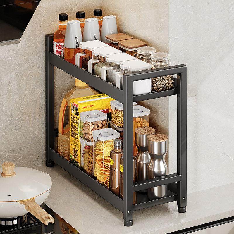 调料品置物架窄边厨房多功能调味料收纳架子多层家用台面超窄收纳