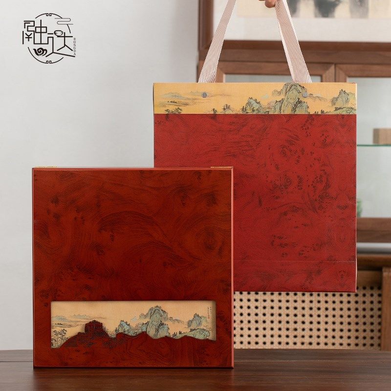 中式木质357克普洱茶饼包装盒空礼盒福鼎白茶饼空盒复古高档定制