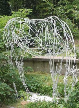 园林景观不锈钢镂空马雕塑农村牧场草原金属动物装饰品露营地摆件