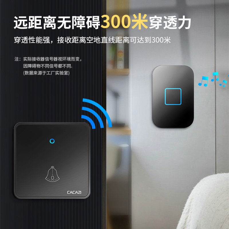 无线家用电子门铃 交流远距离 大板86型开关一拖五防水老人呼叫器