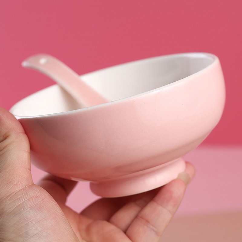 可爱公主粉色双耳双盖陶瓷炖盅带盖燕窝隔水炖盅蒸蛋盅蒸饭盅汤盅