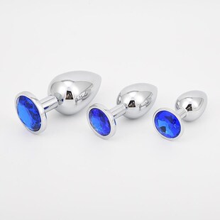 Anal Plug 3 Sizes Colored Crystal Stainless Steel Butt Plug