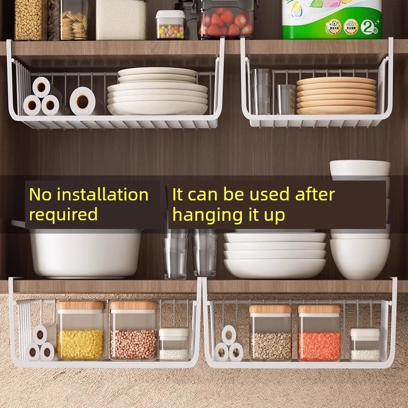 厨房墙柜门储物架挂篮挂架分层储物架挂纸T巾保鲜膜储物架