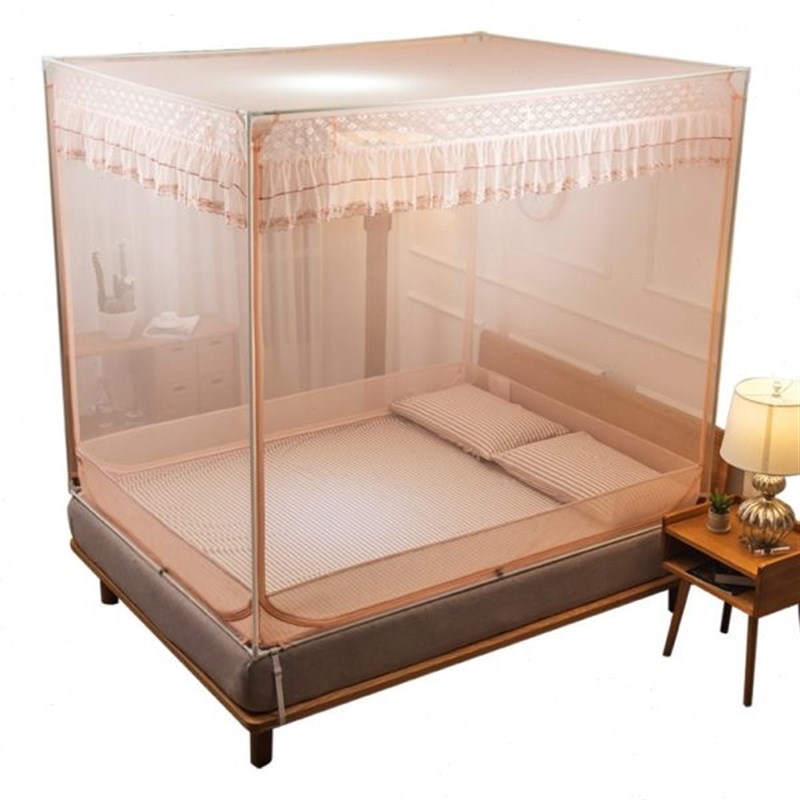 高档拉炼m蒙古包家用款式1.8m床2坐1.5床防摔蚊帐1V.2米纹账开门