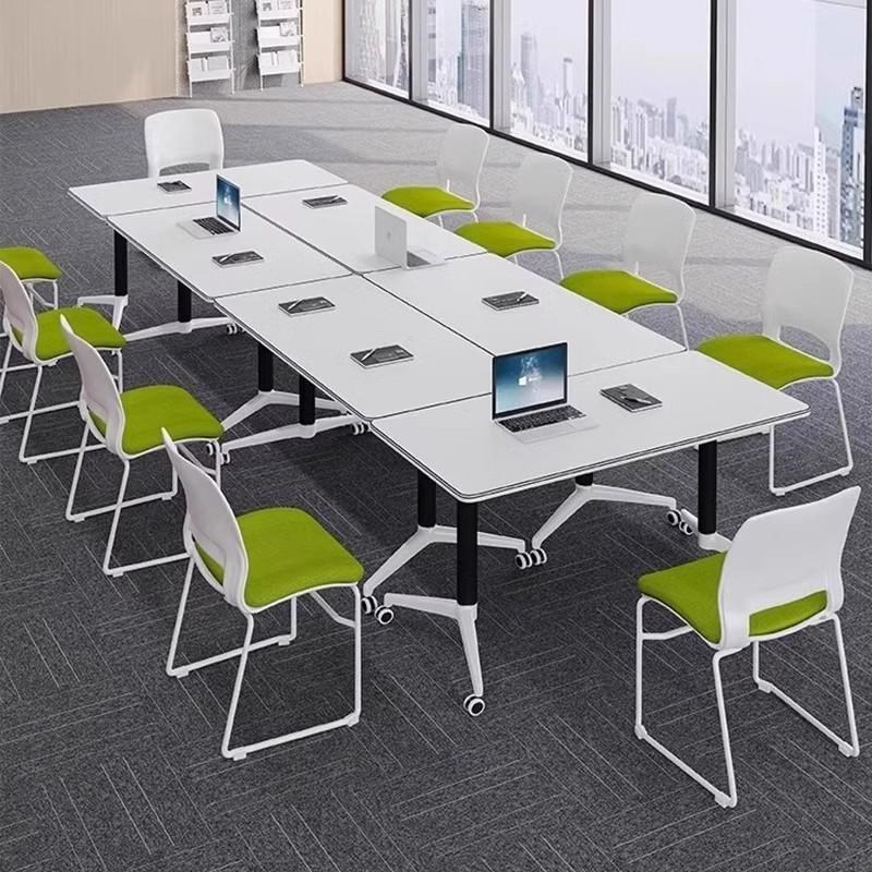 折叠会议桌可移动简易拼接长条桌带轮多I功能折叠培训办公桌椅组