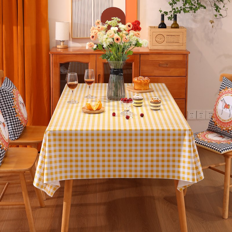 格子桌布免洗防水防油防烫茶几桌垫新款学习桌氛围感家用客厅茶几