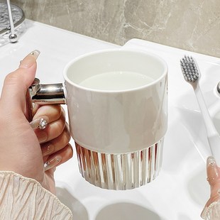轻奢家用浴室刷牙漱口杯高颜值陶瓷牙刷杯牙缸 情侣一对洗漱杯套装