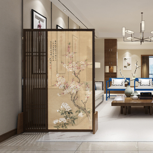 艺术半透装 新中式 饰卧室遮挡隔断客厅屏风移动入户玄关办公室座屏