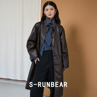 复古油蜡风涂层工艺轻薄 RUN时润贝而风衣外套中长款