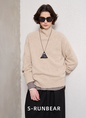 SR时润贝而100美丽诺羊毛高领毛衣宽松直身慵懒风毛针织衫