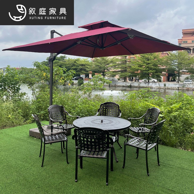 户外铸铝桌椅g组合家用庭院炭烤火锅炉铁艺露台花园餐桌室外烧烤