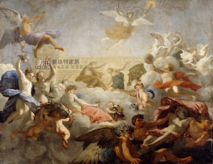 天顶画欧式宫廷油画ktv酒店壁画吊顶装饰画会所教堂油画风景大画
