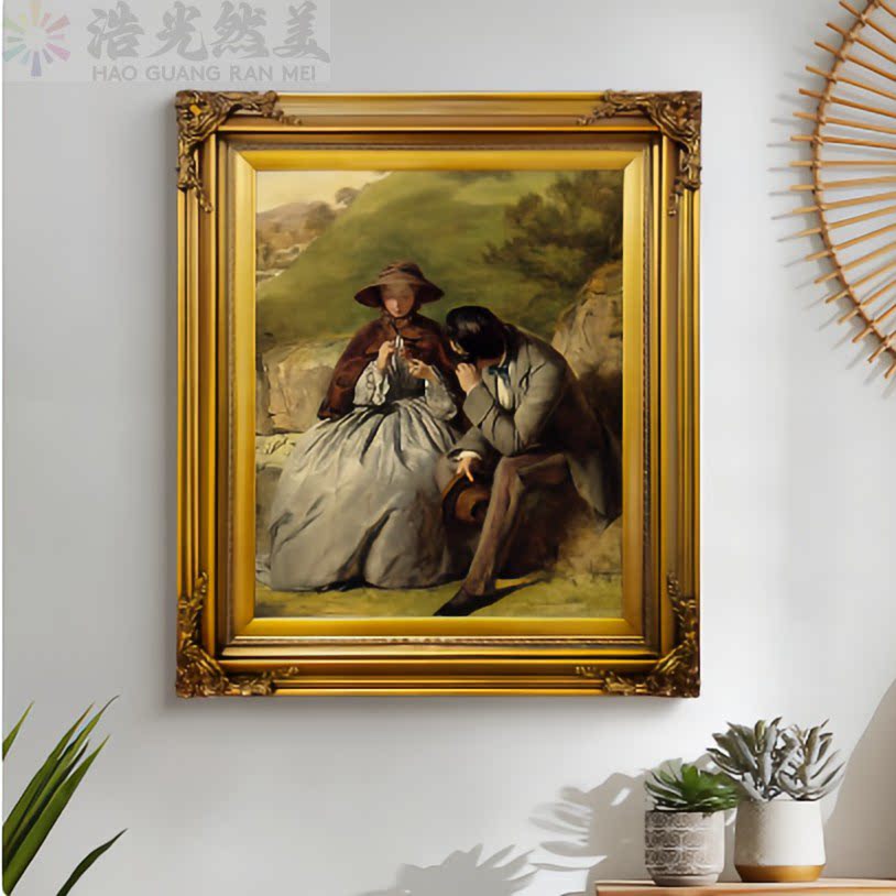 欧式复古实木框摄影婚纱照相框油画十字绣玄关客厅挂墙相框装裱框