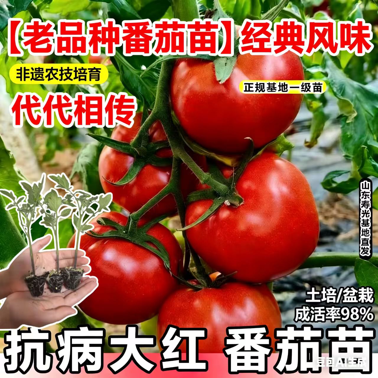 老品种沙瓤番茄苗西红柿苗