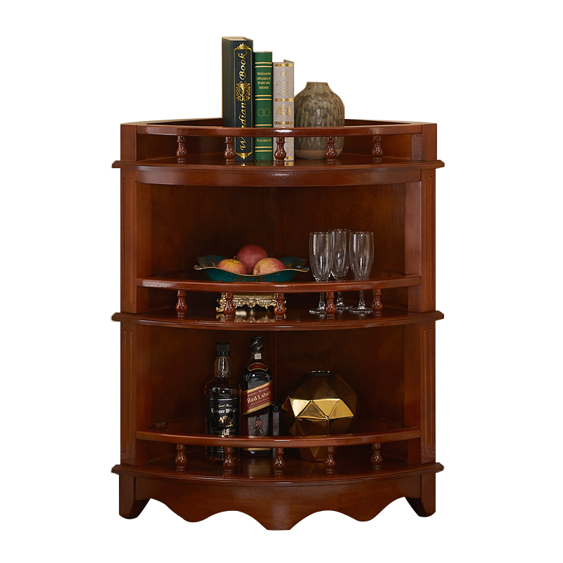 欧式实木置物架餐厅客p厅墙角卧室转角柜矮柜餐边三角柜收纳整理