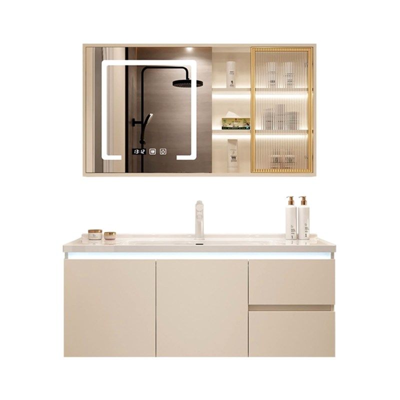 新款奶油风浴室柜陶瓷一体盆智能实木洗手洗脸池洗漱台,家装主材,浴室柜组合,淘宝优惠券,粉丝福利购,淘宝优惠卷