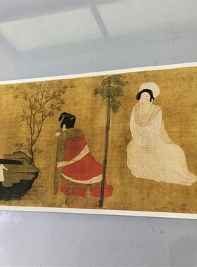 周昉 调琴啜茗图复古书画真迹原大复制作品物国画临摹欣赏收藏