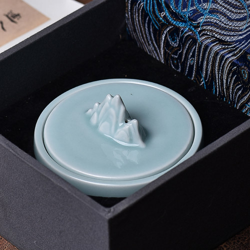 入相天然砚台书法专用带盖寸寸墨池墨碟毛笔磨墨砚台陶瓷纯手工文