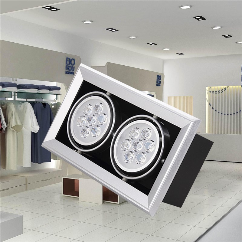 斗胆灯led嵌入式格栅射灯单头9W三头wCOB豆胆灯方形头天花灯