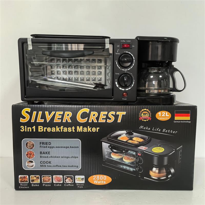 跨境外贸家用三合一早餐机多功能家用烤箱全自动多士炉煮咖啡机
