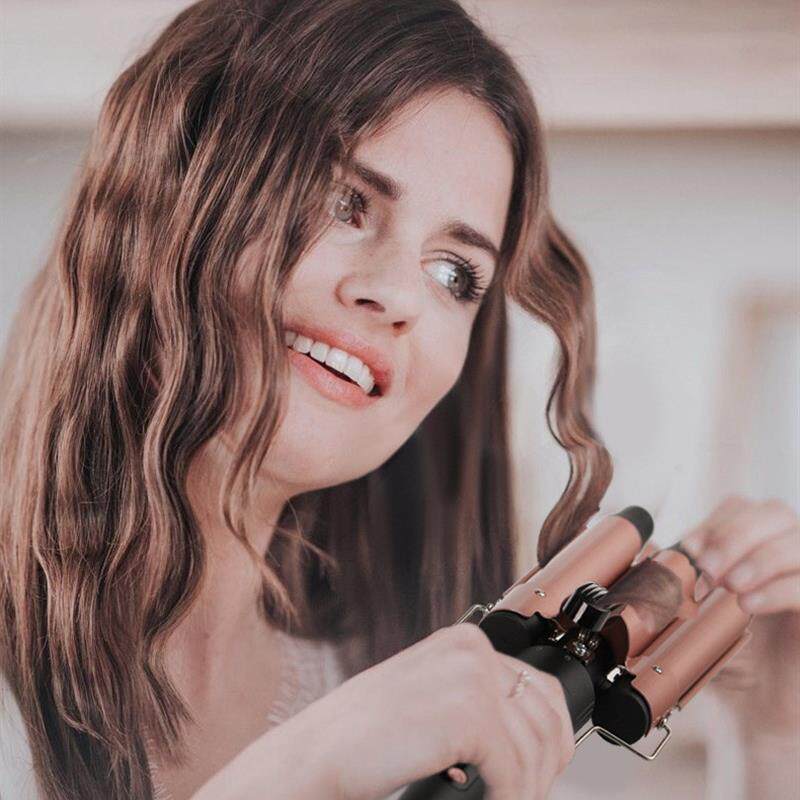 110v蛋卷棒水波纹三管卷发棒陶瓷大卷懒人三棒卷发器泡面头蝴蝶棒