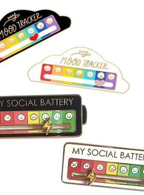 Funny Social Mood Brooch Pin for 7Days创意电池能量指示器胸针