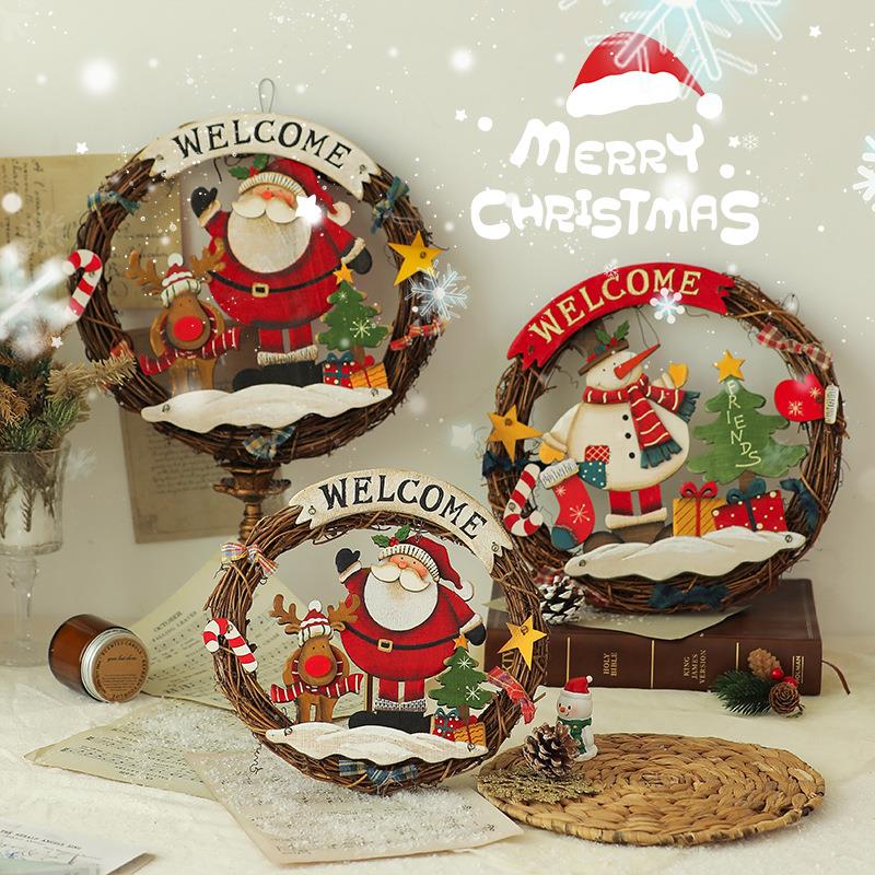 Cross-Border Door Sign - Wooden Santa Snowman Wall Deco