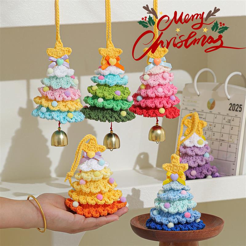 Cross-Border Plush Ornament - Knitted Tree Car Hanging Deco