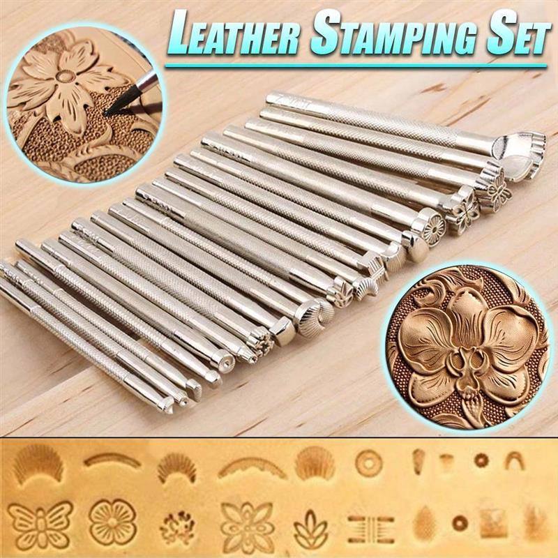 20个DIY皮雕印花冲Leather Stamping Set 手艺皮革印花工具