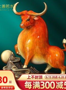《牛市如b虹》铜牛摆件 华尔街金牛招财牛办公桌装饰工艺礼品0962