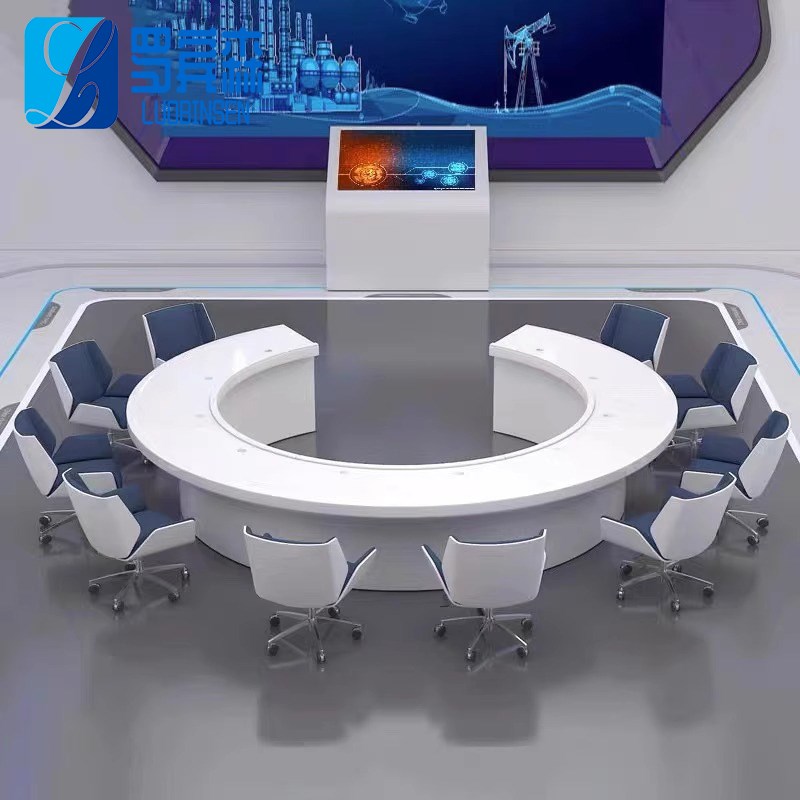 圆形烤漆会议桌C形商务洽谈桌C形谈判接待办N公桌创意弧形桌椅组