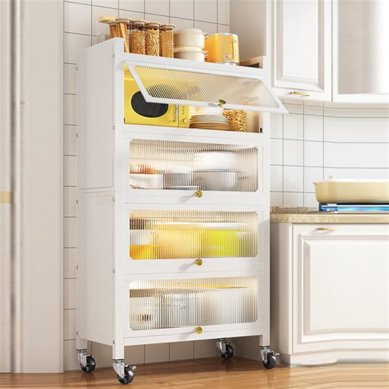 厨房客厅加宽多功能多层防尘可视大容量可移动R上翻柜门收纳置物