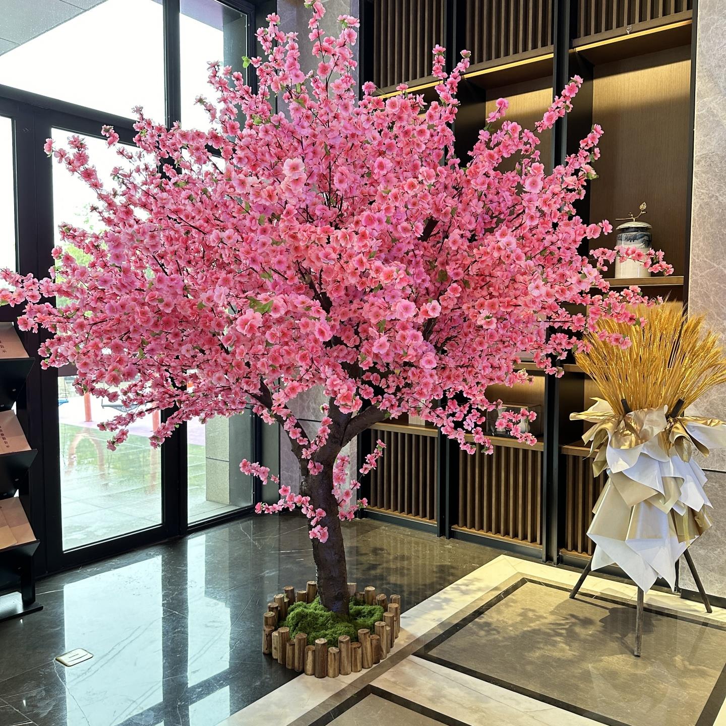 仿真桃花树樱花树新年许愿树假树室内装饰景观橱窗仿真树造景摆件
