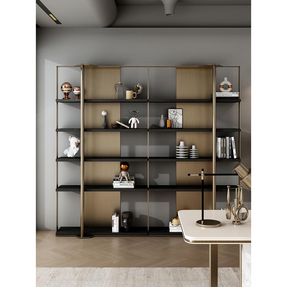 后现代客厅轻奢书架家用落地简约设计师办公室书架置物架隔断书柜