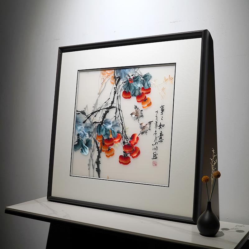 苏绣精品挂画新中式事事如意纯手工刺绣画玄关过道走廊餐厅装饰画图片